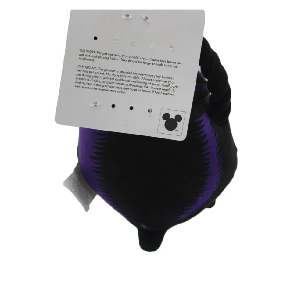 Disney Hocus Pocus Cauldron Dog Toy Plush Squeaker with Rope Handle Black Purple